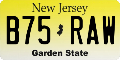 NJ license plate B75RAW