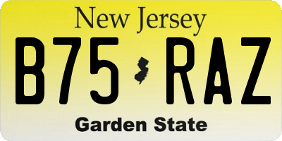 NJ license plate B75RAZ