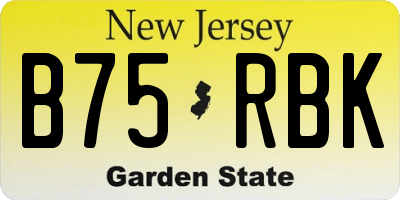 NJ license plate B75RBK