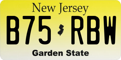 NJ license plate B75RBW