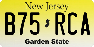 NJ license plate B75RCA
