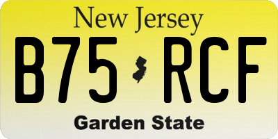 NJ license plate B75RCF