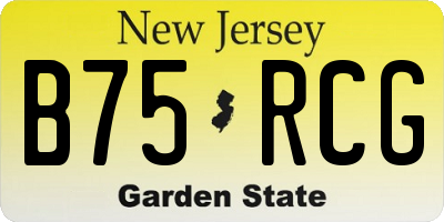 NJ license plate B75RCG