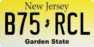 NJ license plate B75RCL