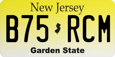 NJ license plate B75RCM