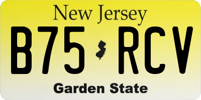NJ license plate B75RCV