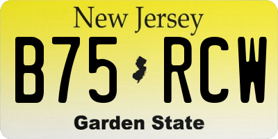 NJ license plate B75RCW
