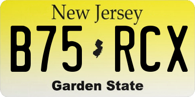 NJ license plate B75RCX