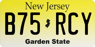NJ license plate B75RCY
