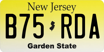 NJ license plate B75RDA