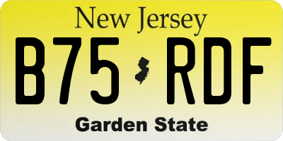 NJ license plate B75RDF