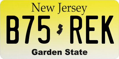 NJ license plate B75REK