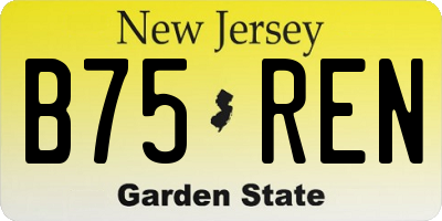 NJ license plate B75REN