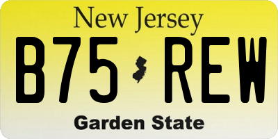 NJ license plate B75REW