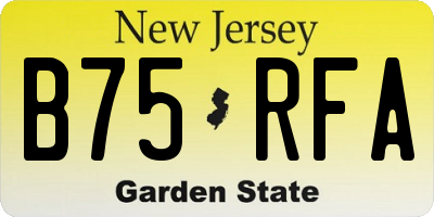NJ license plate B75RFA