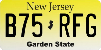 NJ license plate B75RFG
