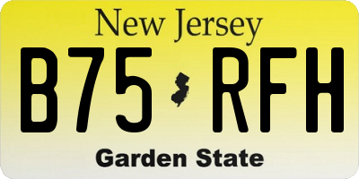 NJ license plate B75RFH