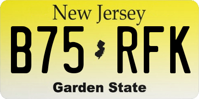 NJ license plate B75RFK