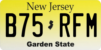 NJ license plate B75RFM