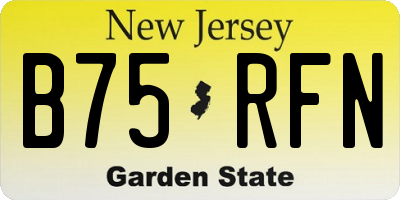 NJ license plate B75RFN