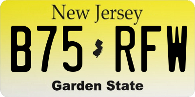 NJ license plate B75RFW
