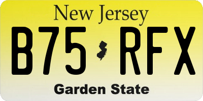NJ license plate B75RFX