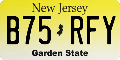 NJ license plate B75RFY