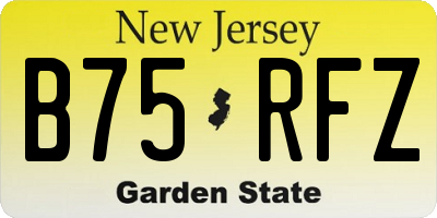 NJ license plate B75RFZ