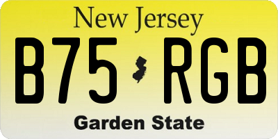 NJ license plate B75RGB