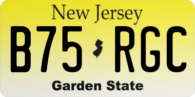 NJ license plate B75RGC