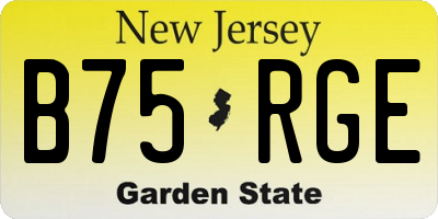 NJ license plate B75RGE
