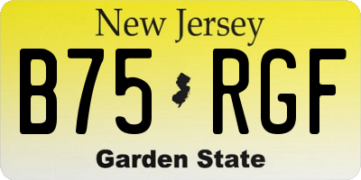 NJ license plate B75RGF