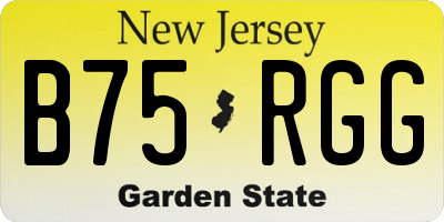 NJ license plate B75RGG