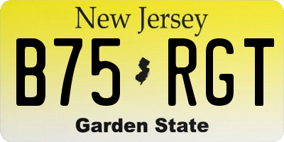 NJ license plate B75RGT
