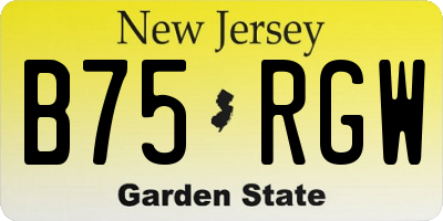 NJ license plate B75RGW