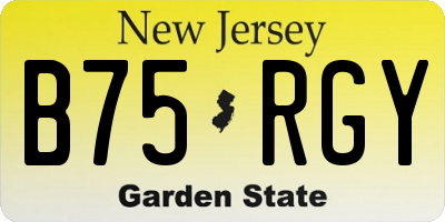 NJ license plate B75RGY
