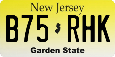 NJ license plate B75RHK