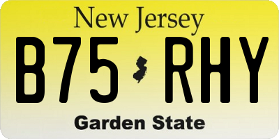 NJ license plate B75RHY