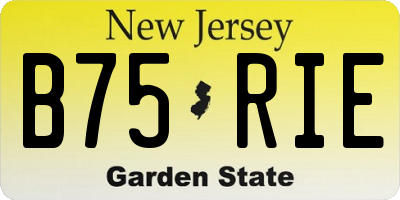 NJ license plate B75RIE