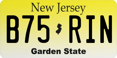 NJ license plate B75RIN