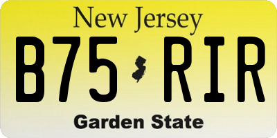 NJ license plate B75RIR