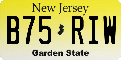 NJ license plate B75RIW