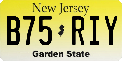 NJ license plate B75RIY
