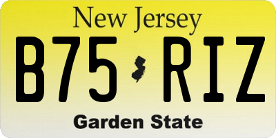 NJ license plate B75RIZ