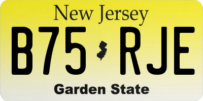 NJ license plate B75RJE