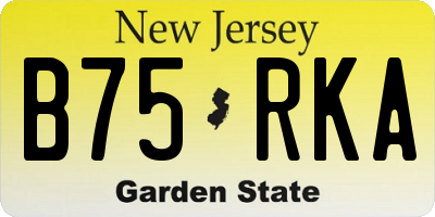 NJ license plate B75RKA