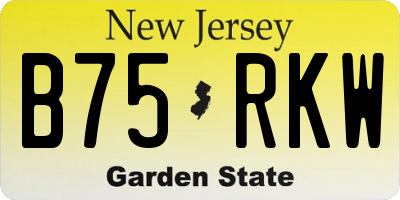 NJ license plate B75RKW