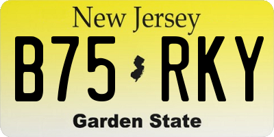 NJ license plate B75RKY