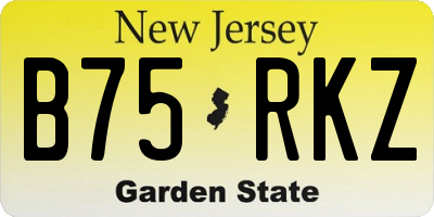 NJ license plate B75RKZ