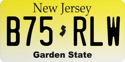 NJ license plate B75RLW